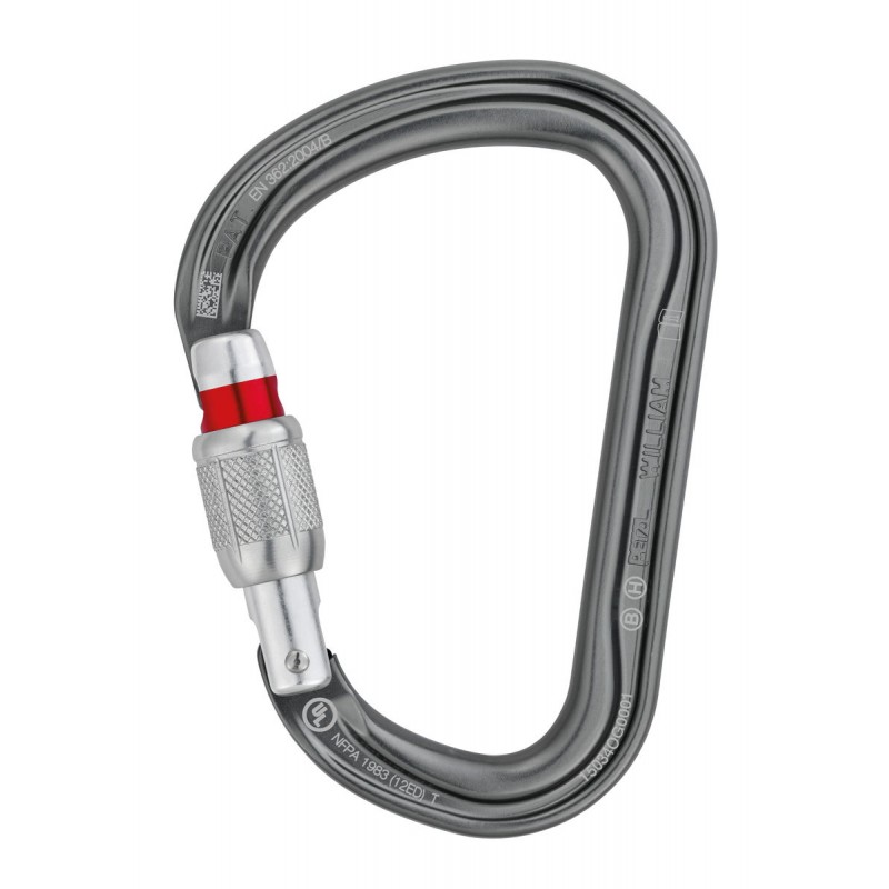 Petzl  William Large, pear-shaped locking carabiner for belay stations and belaying with a Munter hitch
