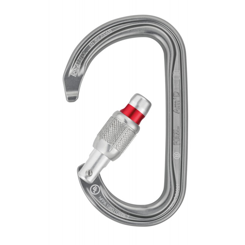 Petzl Am'd Screw-Lock D-shaped locking carabiner for attaching devices to a harness