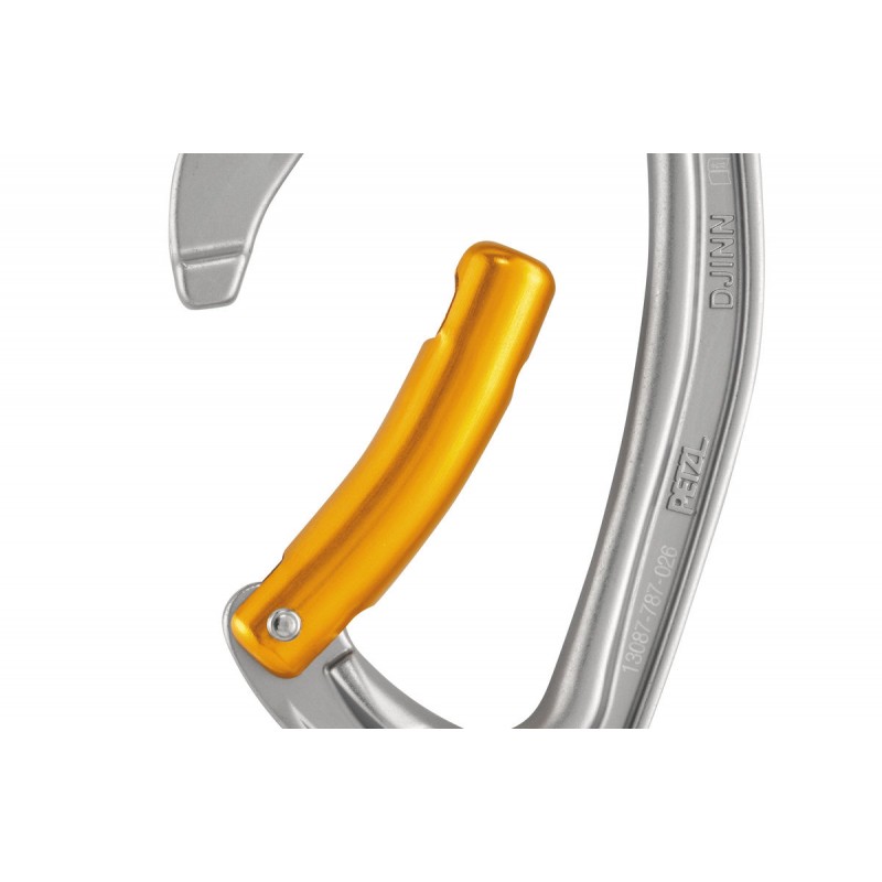 Petzl Djinn Durable carabiner for rock climbing, available in straight and bent gate versions
